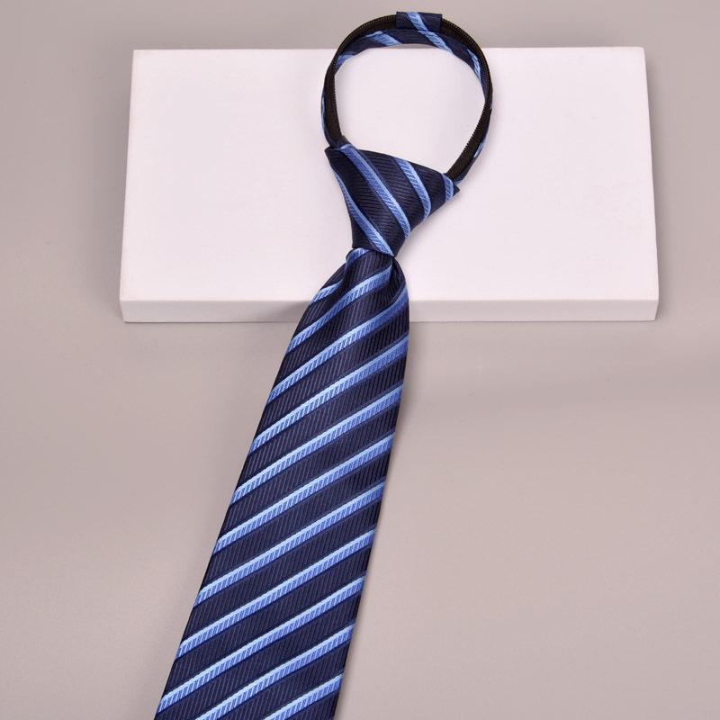 Krawatte Herren Reißverschluss Knotenfrei Klassisch Blau Schwarz Burgunder Einfarbig Gestreift Anzug Kleid Kragen
