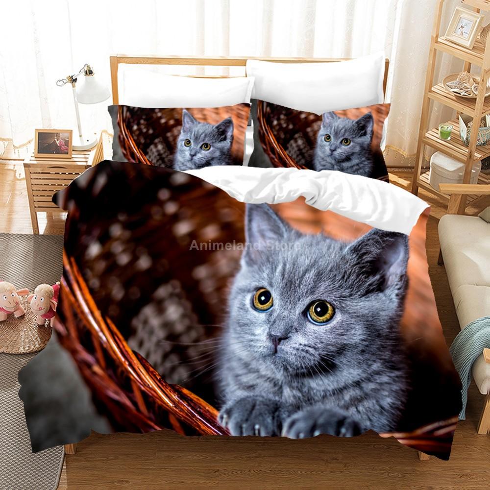 Comforter Single/Queen/King Size Modern Luxury Cute Cats & Flower - Themed Bedding Set With Ideal For