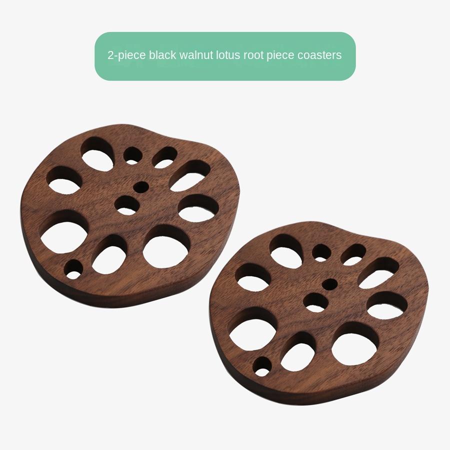 Black Walnut Lotus Root Slices Solid Wood Coaster Creative Mark Insulation Pad Anti Scalding Wooden Teacup Pad