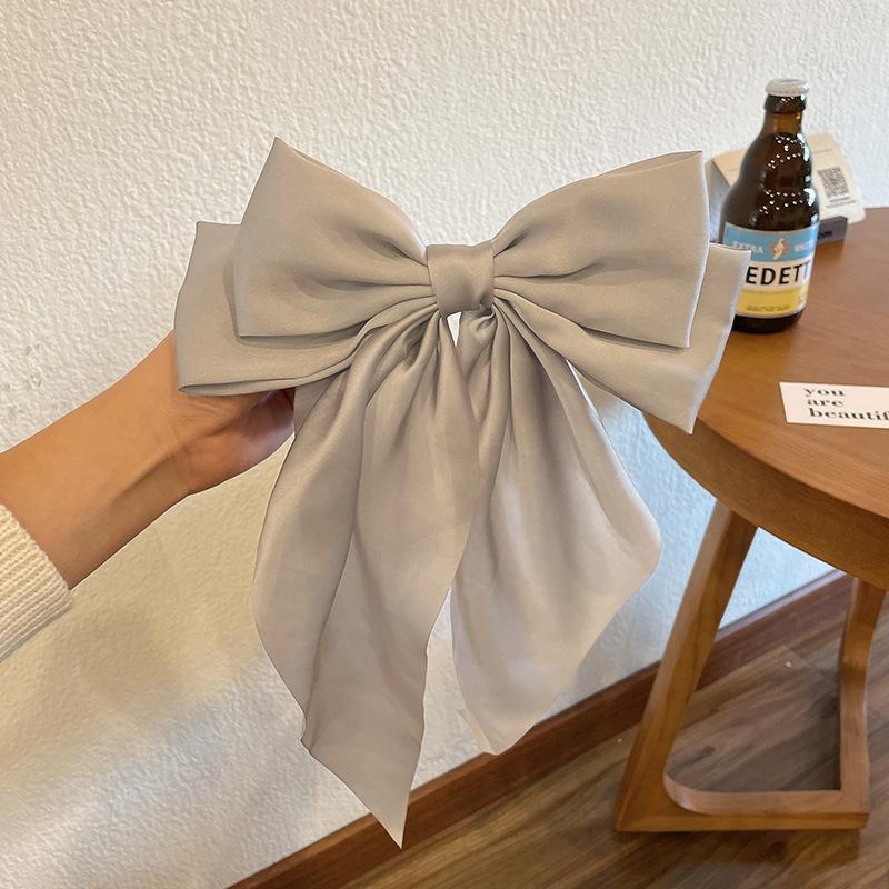 Elegant Solid Large Bow Ribbon Hair Clip for Women Girl Sweet Headbands Soft Satin Hairpin Hairgrip Fashion Hair Accessories