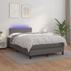 Box Spring Bed with Mattress & LED Light Grey 120 x 190 cm Artificial Leather