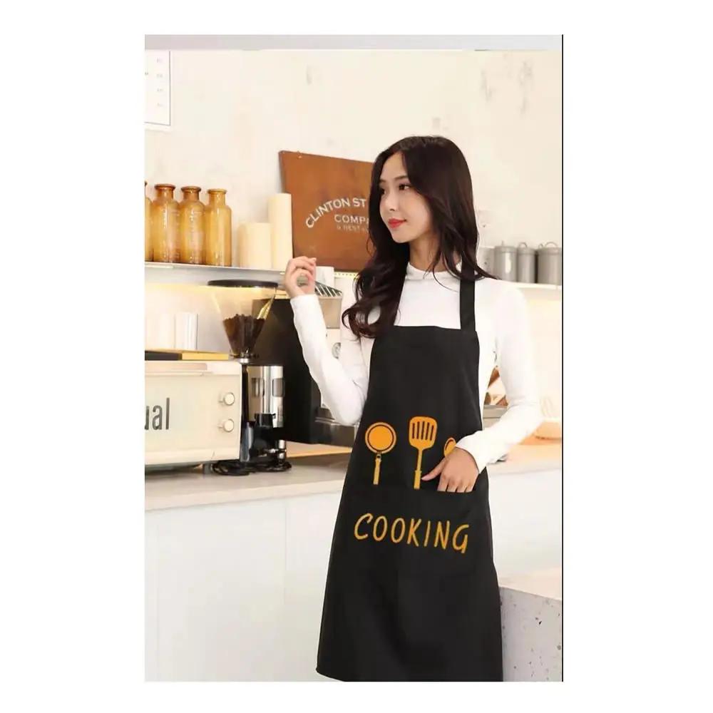 Cute Flower Kitchen Household Oil-Proof Cooking Apron For Women Children Kitchen Men Waterproof Adult Coffee Baking Accessories