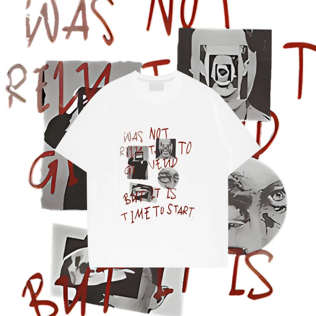 Street Hip Hop Prints Men Cotton T Shirt Othing Creativity Oversized Short Sleeve Street culture Tops Men T Shirt 2024 New Style