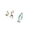 Graceful Reindeer And Mary Statue Ornaments Elegant Deer Figurines with Religious Lady of Sculpture