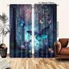 Vikama Blue Butterfly Forest Curtains Natural Semi Sheer Living Room Bedroom Decor Light Filtering Made Of Polyester With Rod Pocket