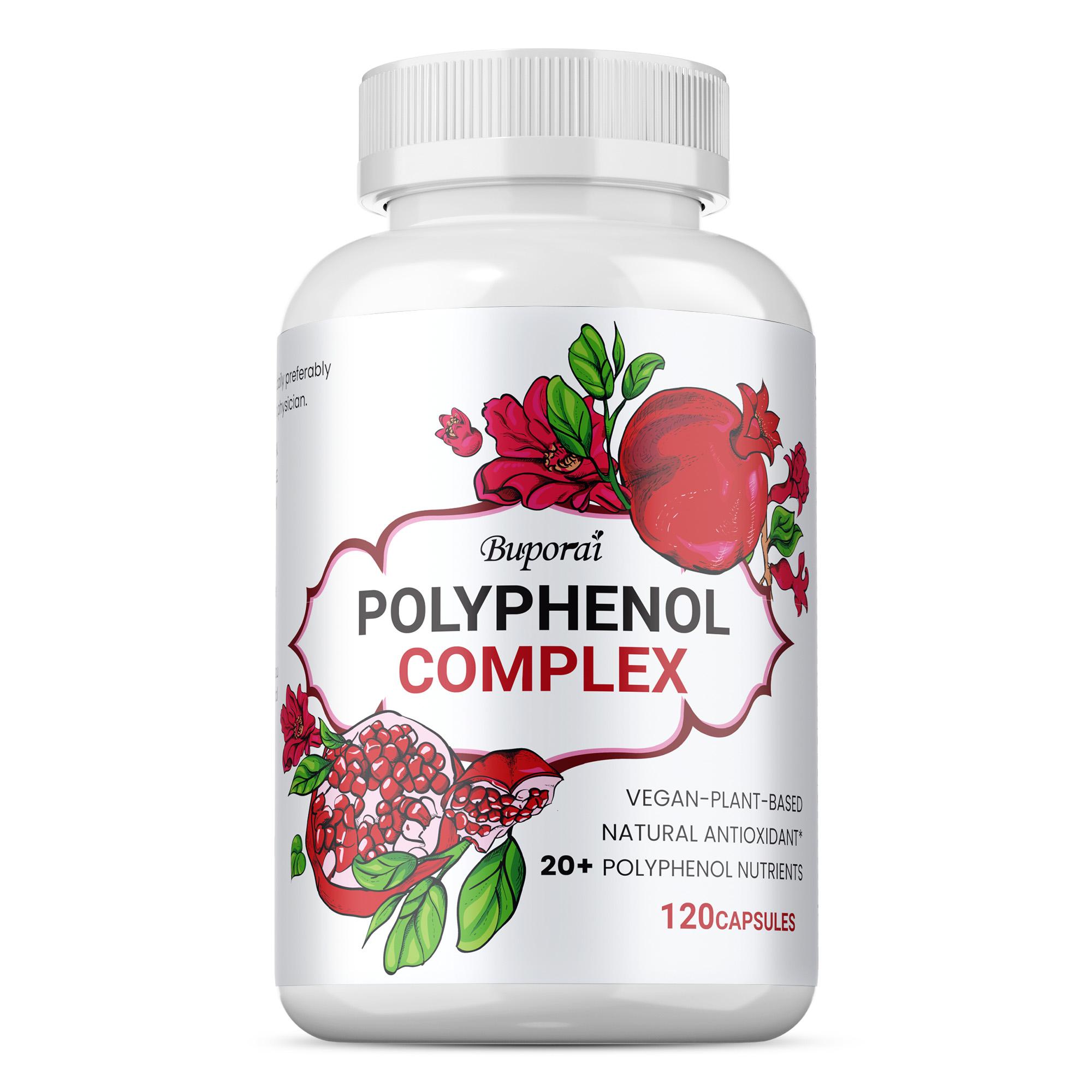 

High-purity pomegranate supplement capsules, containing resveratrol and cranberry extract, 120 capsules per pack, potent formula. 120