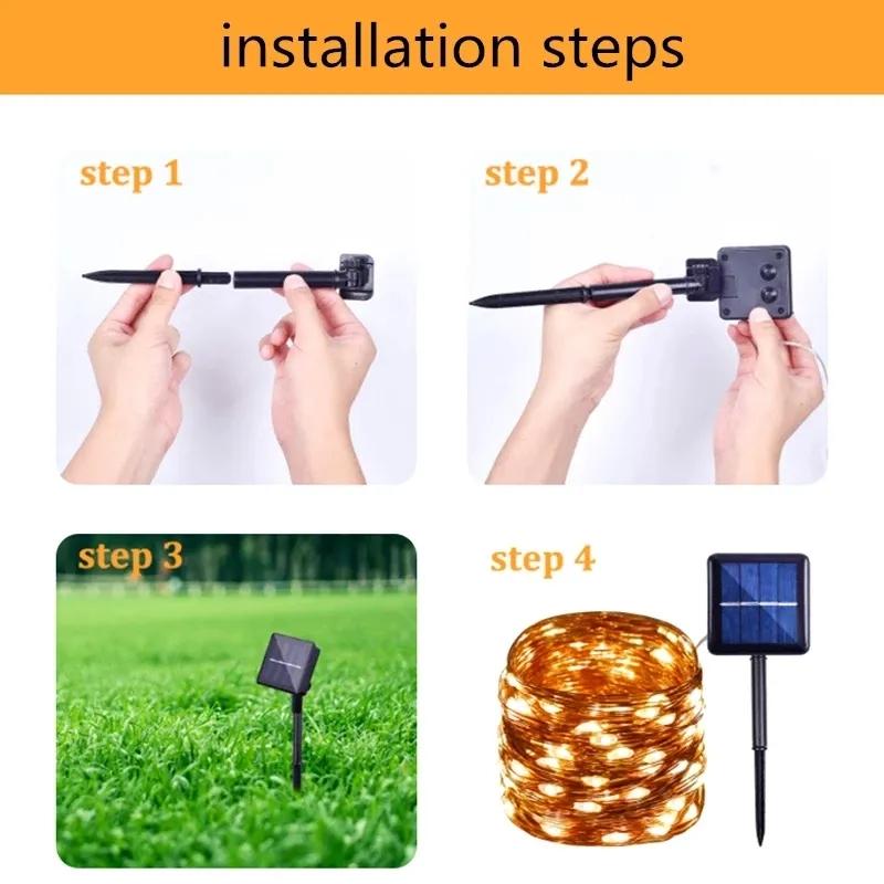 Solar LED Light Outdoor Festoon Lamp Garden Fairy Light String 1~2PC Waterproof Christmas Garland Yard Decoration Lamp 7m/12m