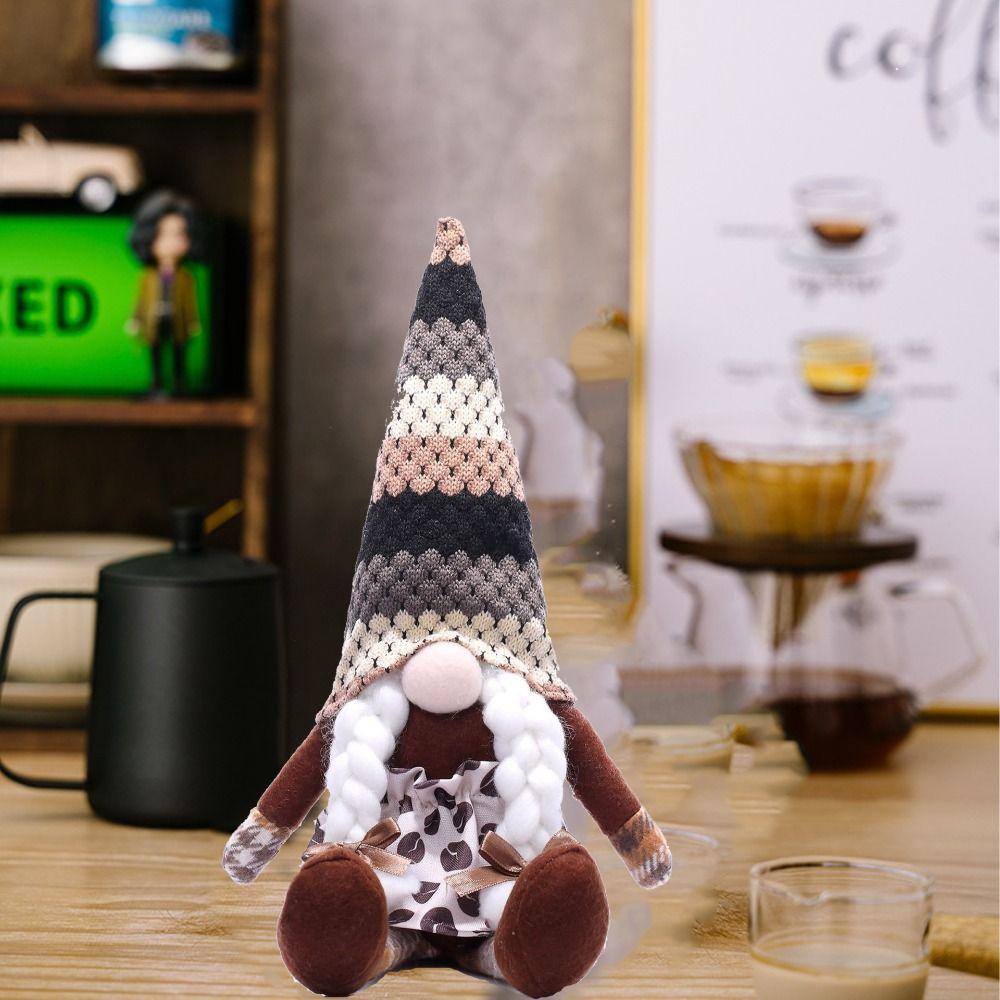 Cute Faceless Doll Creative Miniature Figurine Sculpture Coffee Rudolf Doll  Festival