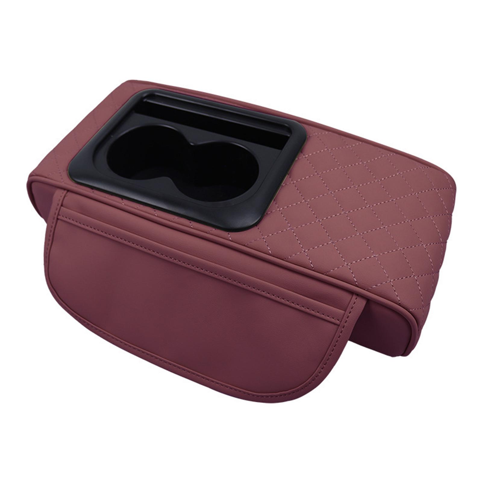 Leather Car Center Console Cover Includes Cup Holder & Phone Stand Luxury Car Center Console Cover for Long Travel кларет
