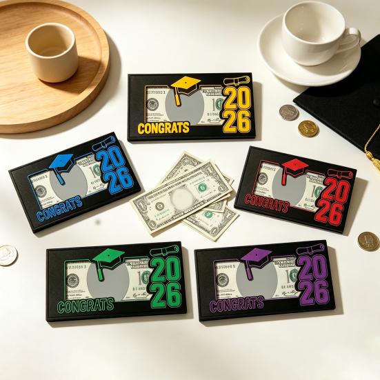 2026 Graduation Money Holder Wooden Cash Gift Holder Class of 2026 Money Card Envelope Box for High School College University Senior Graduates