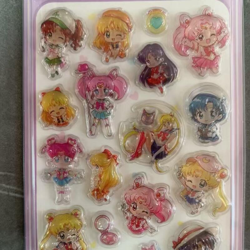 Set of Four Relief Stickers Pretty Guardian Sailor Moon Cartoon Anime Diy Phone Case Computer Birthday Gifts for Boys and Girls