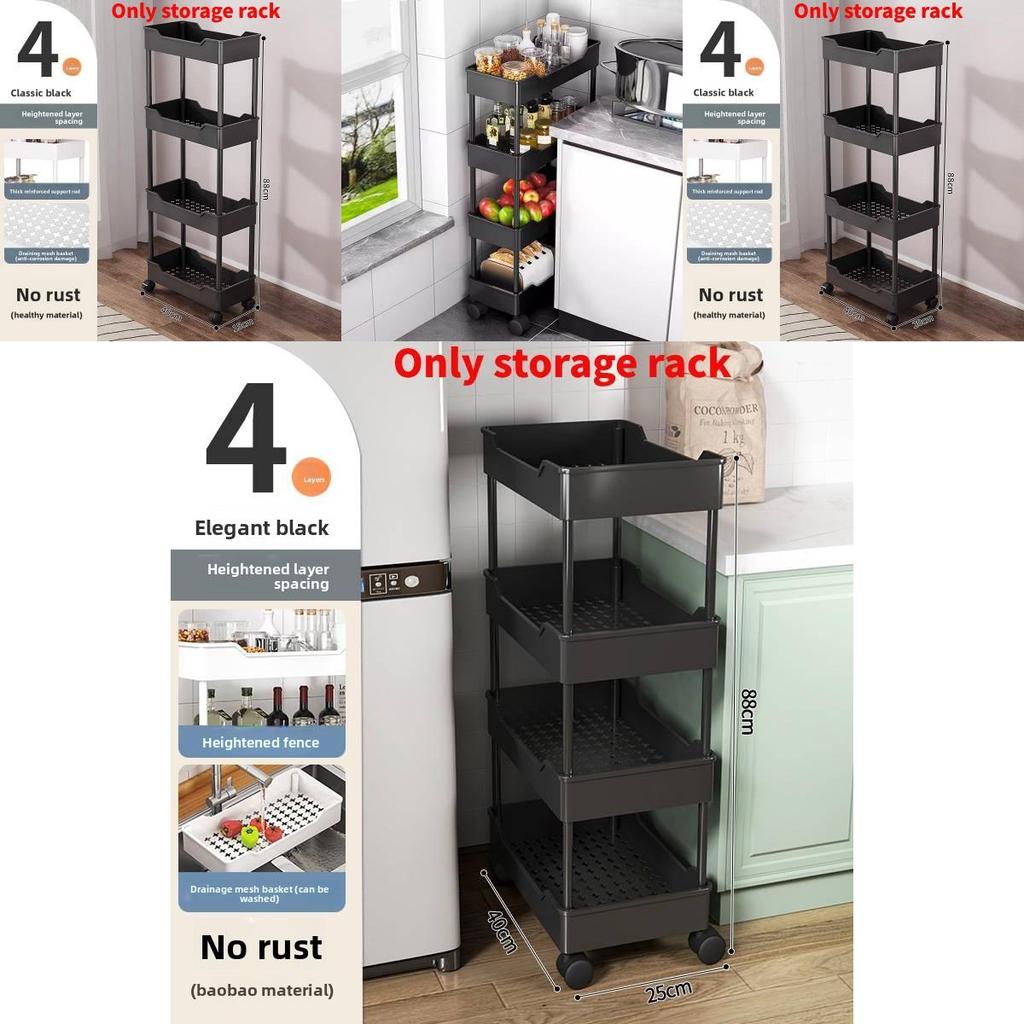 Minimalistyczny Plastikowy 4-poziomowy Wąski Wózek do Przechowywania do Organizacji Łazienki, Kuchni i Szafy