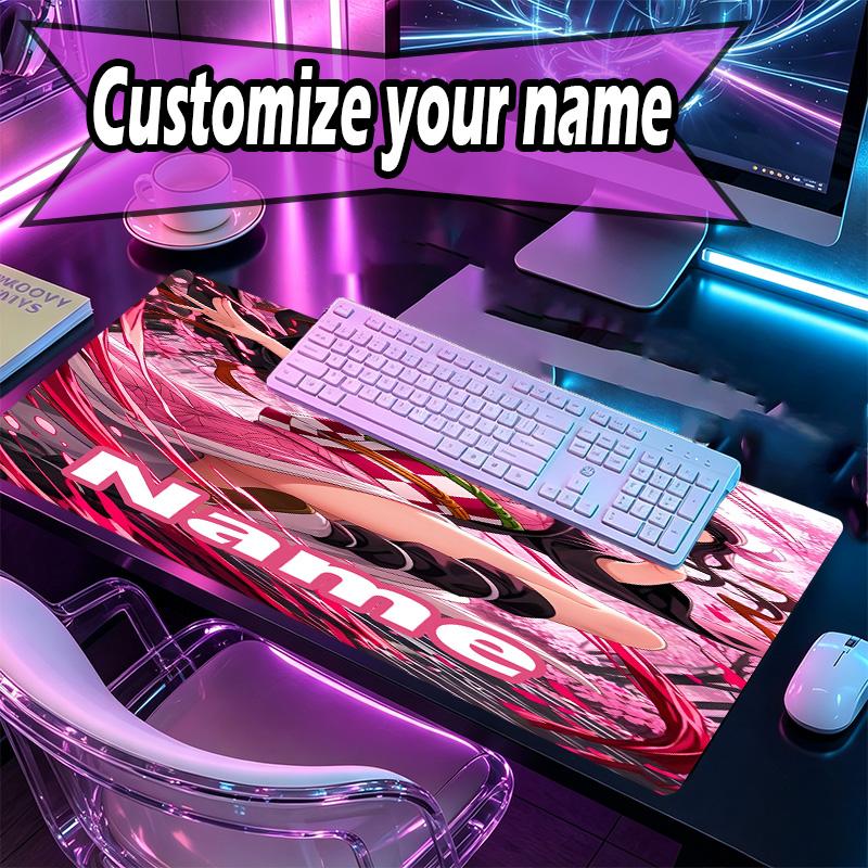 Custom Name Personalized Demon Slayer Pattern Mousepad, Laptop PC Desk Mat, Decorative Desk Mat for Home Keyboard Pad Gift