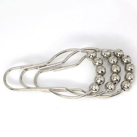 6 Pcs Shower Curtain Hooks Rust-proof Shape Heavy Duty Gourd Electrolated Smooth-Rolling Balls Openable