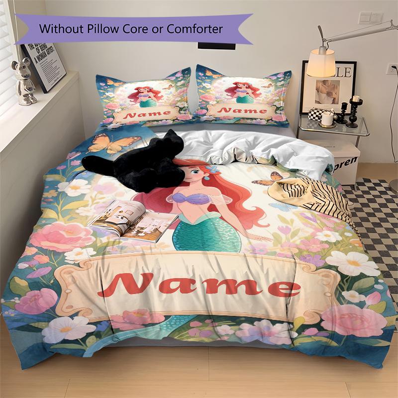 Custom Textile Mermaid Garden Bedding 3 Piece Set HD Print Duvet Cover Pillowcases for Teens Adult Bedroom Decoration