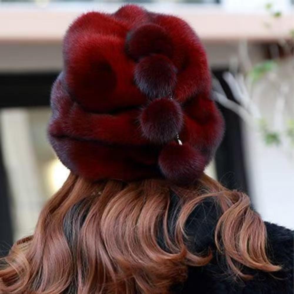 New Mink Hat Women's Winter Imitation Fur Fashion Earmuffs Hat Warm Middle-aged and Elderly Yurt Beret