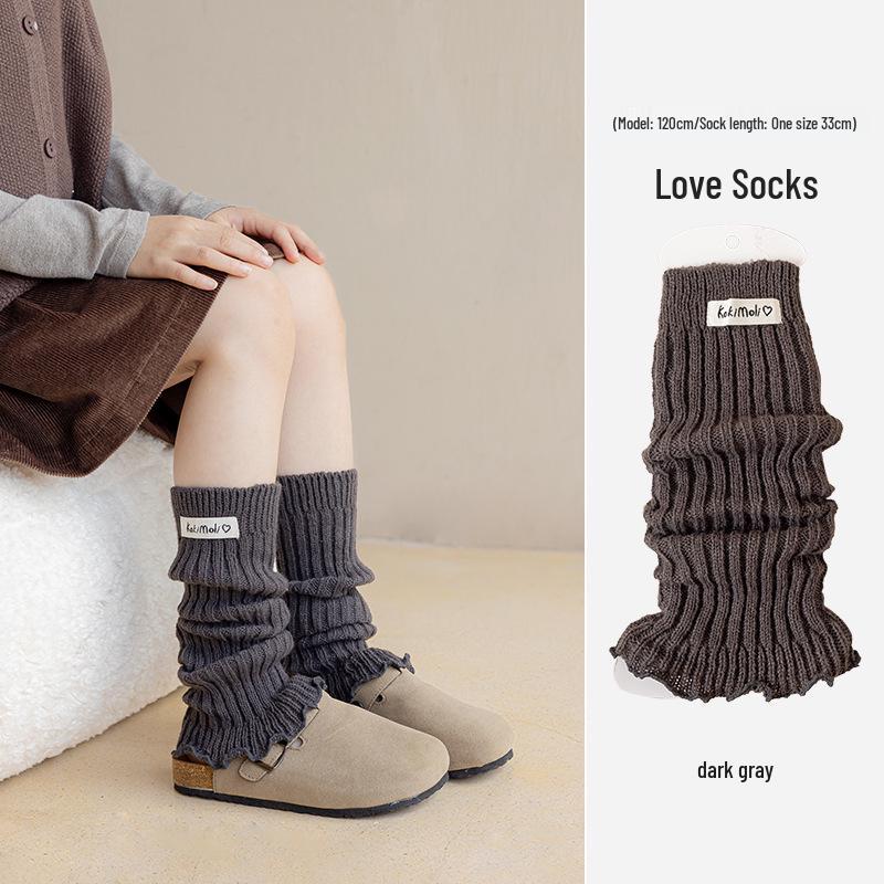 Girls' Ruffle Edge Knitted Leg Warmers - Thickened Scrunch Socks for Autumn & Winter