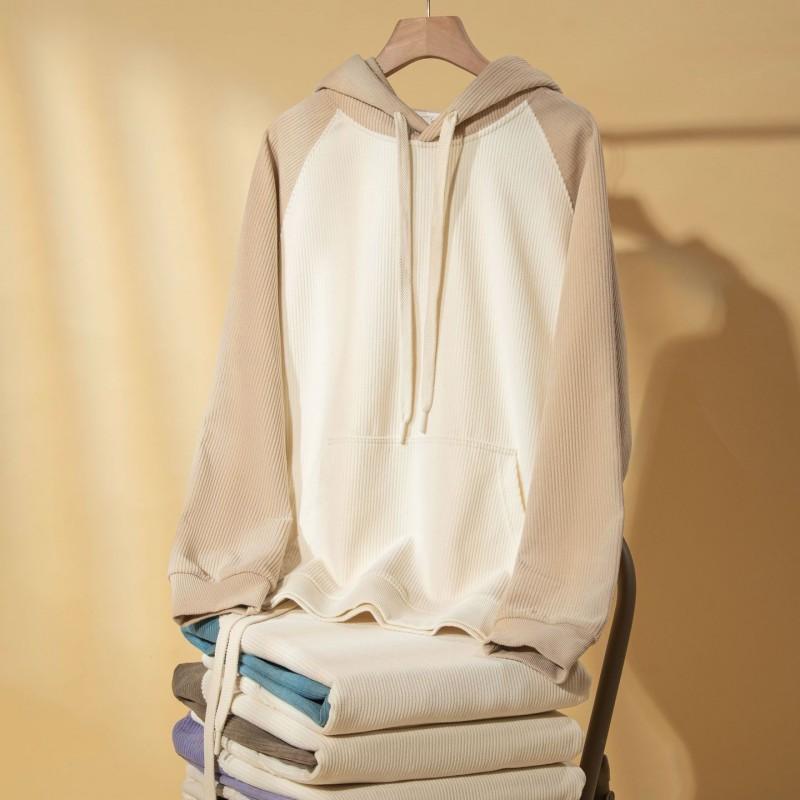 

Весенне-осенняя новая вельветовая толстовка с капюшоном, мужская модная брендовая пара ветровых цветов, пуловер с длинными рукавами, толстовка с капюшоном