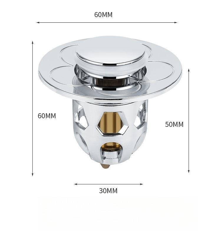 Sink Drain Stopper All Copper Anti-Odor Bounce Core Press-Type Sink Drain Universal Accessories for Wash Basin Bathroom Sink