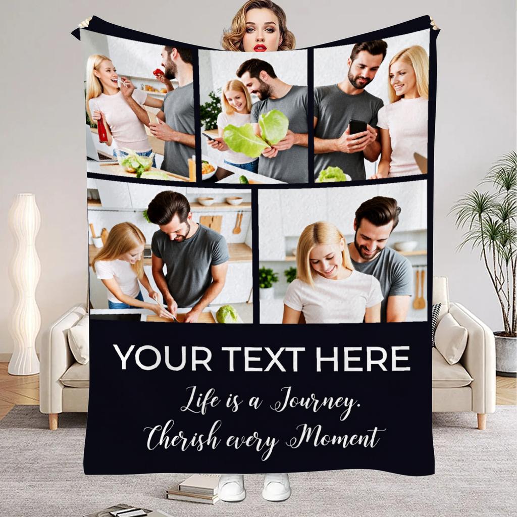 Valentine's Day Flannel Blanket Customized Your Photo Blanket for Boyfriend Girlfriend Couple Anniversary for home Decoration