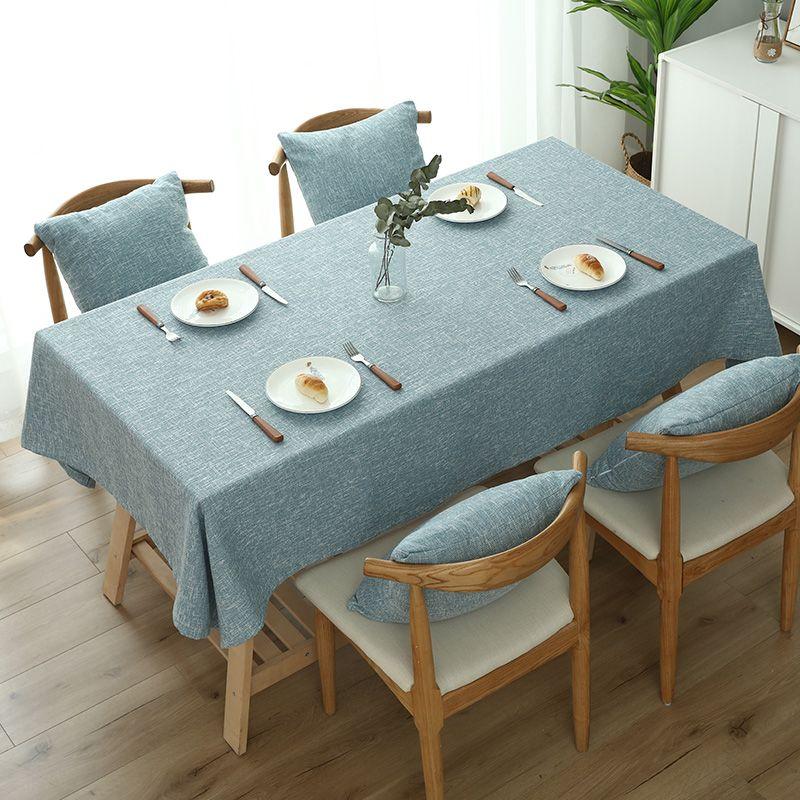 

Scandinavian Cotton Linen Thickened Pure Color Restaurant Table Runner Fabric Craft Blue 90*90cm