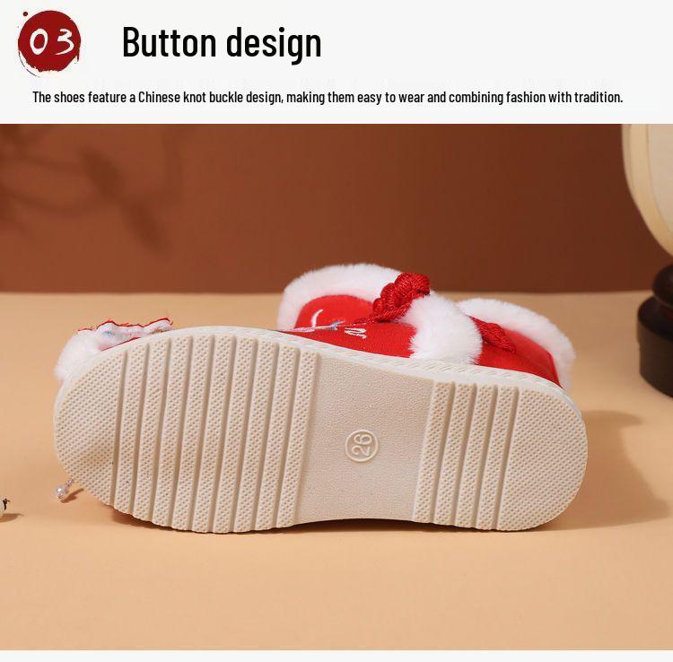 Mädchen Rote Bestickte Hanfu Winterstiefel – Chinesischer Ethnischer Stil