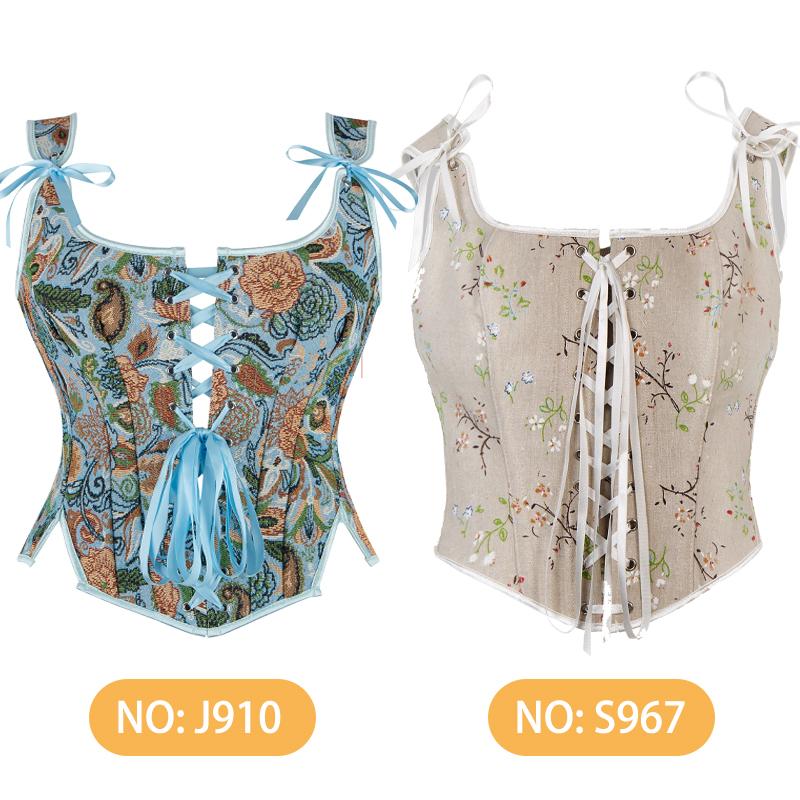 Various Styles Corset Tops for Women Renaissance Lace up Floral Shapewwear Overbust Boned Bustier Bodice