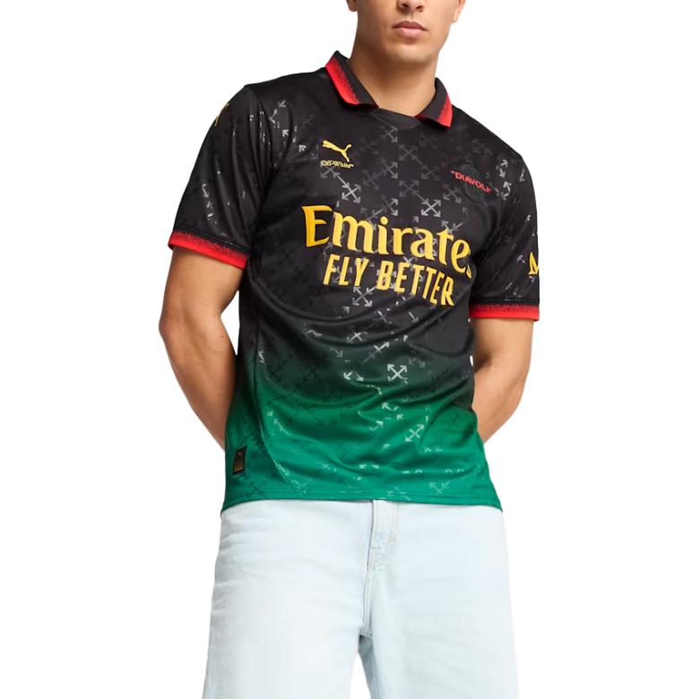 Puma AC Mailand x Off-White Replica Fußballtrikot Puma Schwarz/Powergrün Herren Oberteile 783001-01