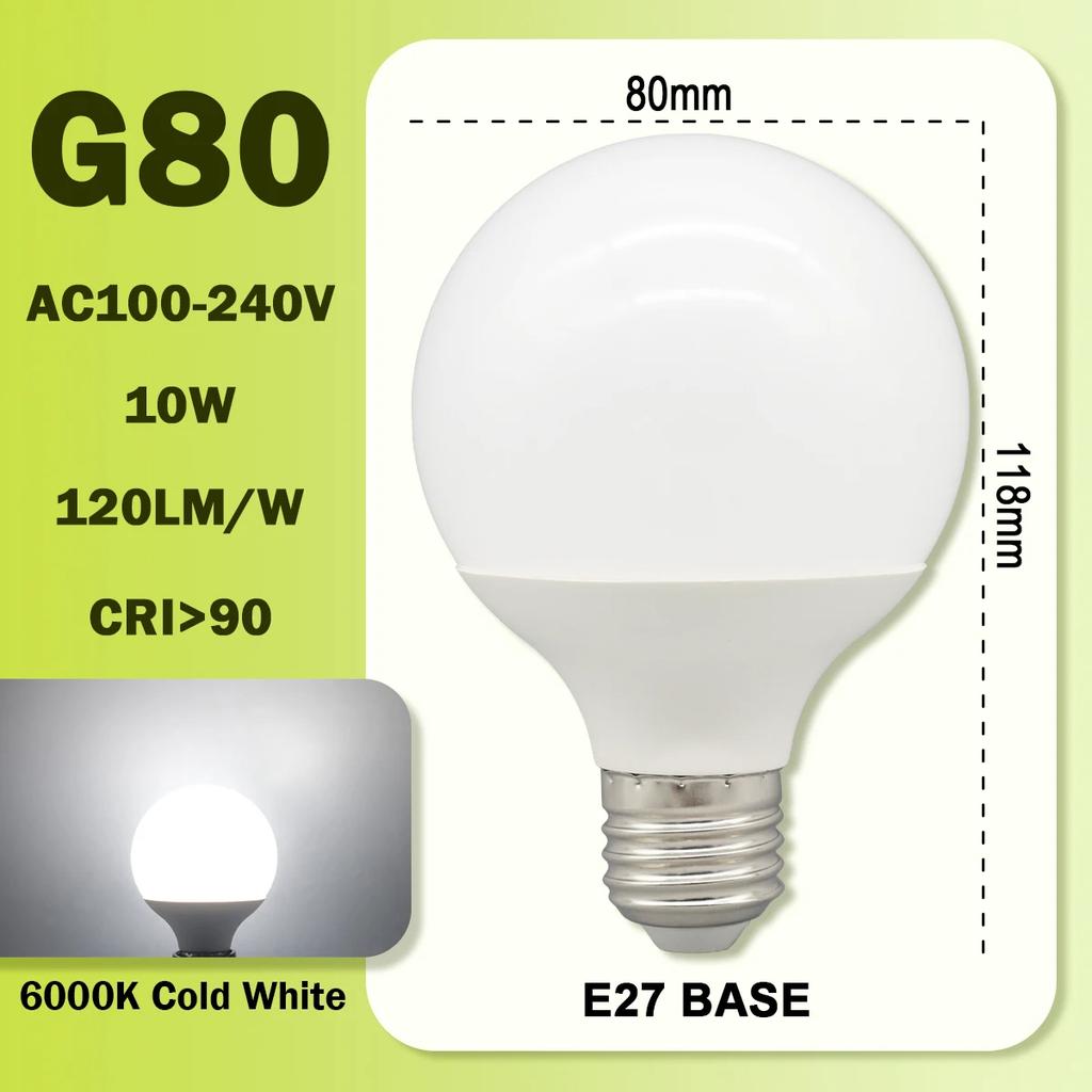 1-6PCS LED Bulb E27 10W 15W 18W AC 220V 127V G80 G95 G120 Energy Saving Global Light Lampada Ampoule Led Lamp Vanity Light Bulbs