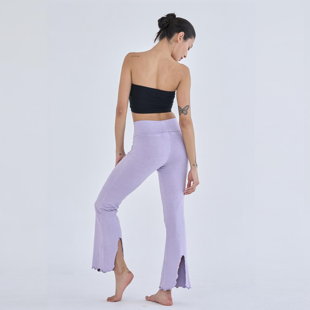 OZEZ Ozpn2112 Back Slit Flare Yoga Pants - Lavender