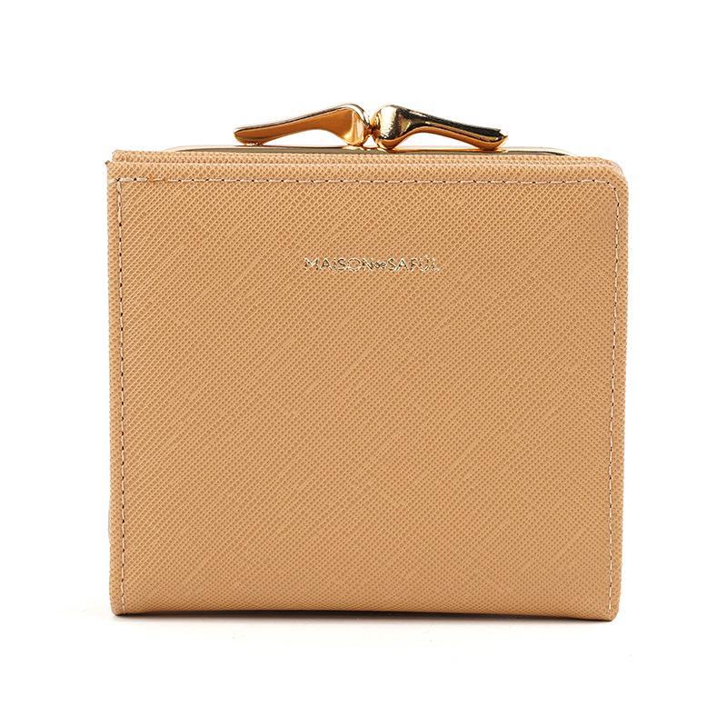 Women's Creative Iron Clip Wallet, High-End Mini Handheld Coin Bag with Light Gold Edges, Simple and Detachable Design