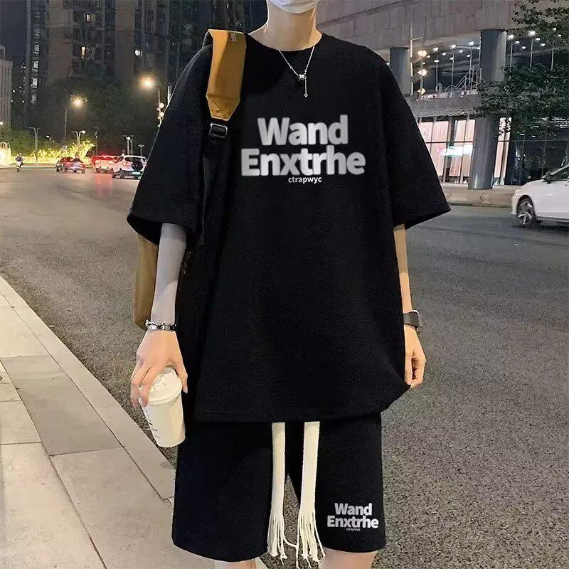 Summer Youth Casual Shorts & Short-Sleeve Suit - Men's Loose Fit, Large Size for Junior High