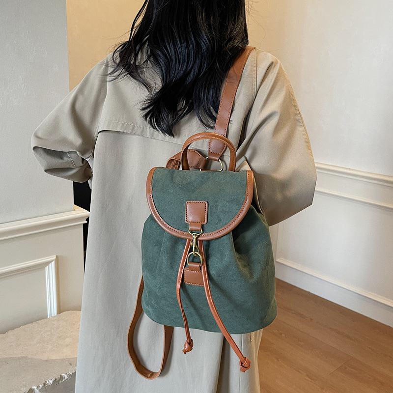 2025 Retro Wildleder Koreanischer Influencer-Stil Damenrucksack - Große Kapazität College- & Reisetasche