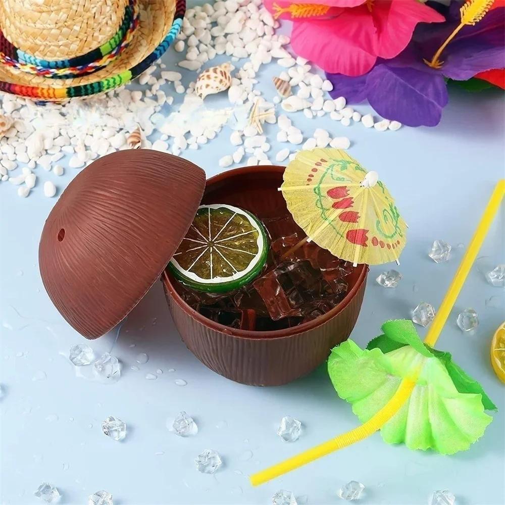 1PCS Summer Tropical Pineapple Coconut Drinking Cup Juice Cups Straw Luau Flamingo Beach Pool Party Hawaiian Decoration LIJIAOs