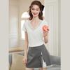 French Elegant Lace Trim V-Neck Short Sleeve Women's T-Shirt