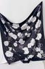 Scarf 90x90 Black and White with a Floral Motif - Elegance and Contrast