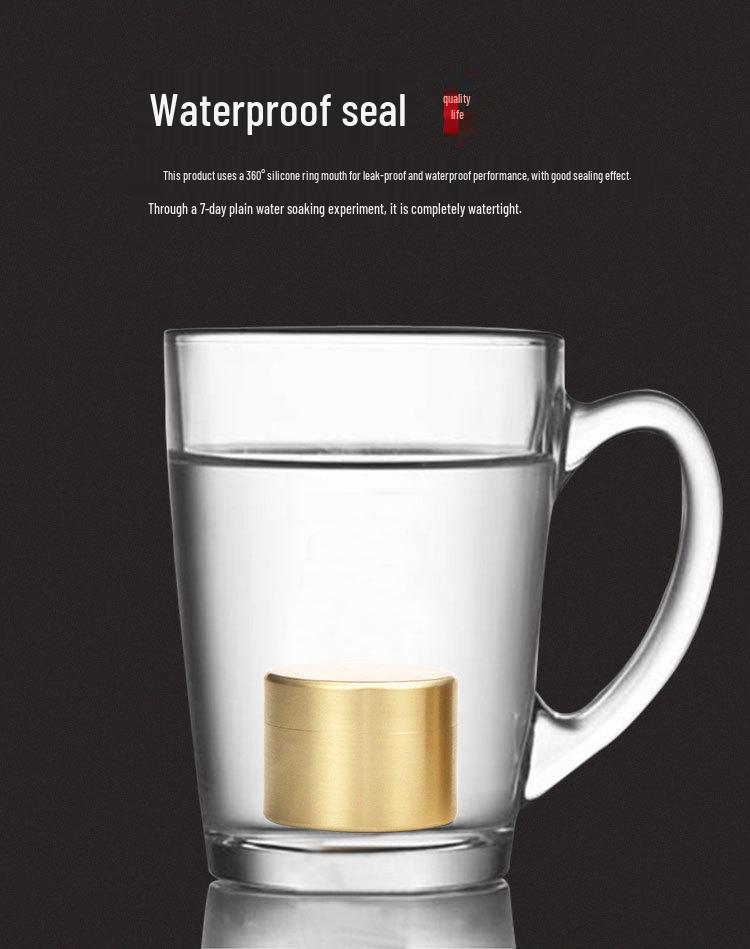 Leak-Proof Brass Medicine & Tea Storage Can - Portable Travel Jar with Threaded Seal, Multi-functional for Business Trips