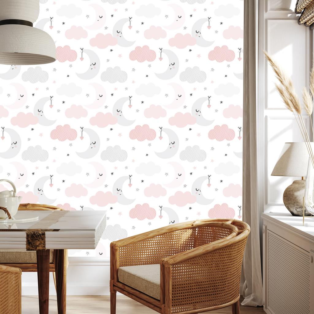Moons, Stars and Clouds Wallpaper for Living Room and Bedroom 50x1000