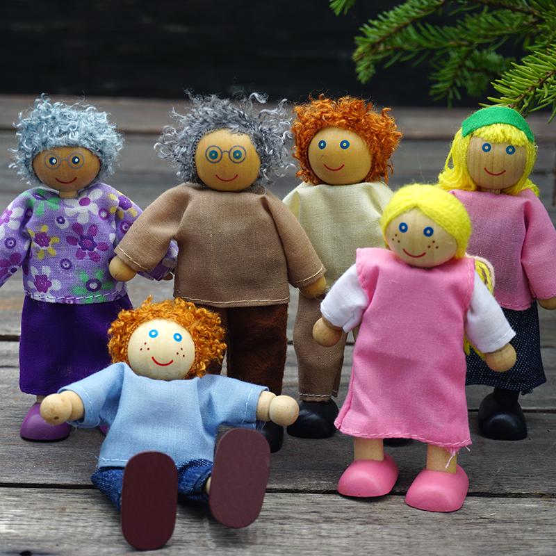 Dřevěný nábytek Miniaturní sada pro panenky Hračky Domeček Postavičky pro rodinu Předstírat děti Domeček Hračka Hračka Kluci Dívky Dárky