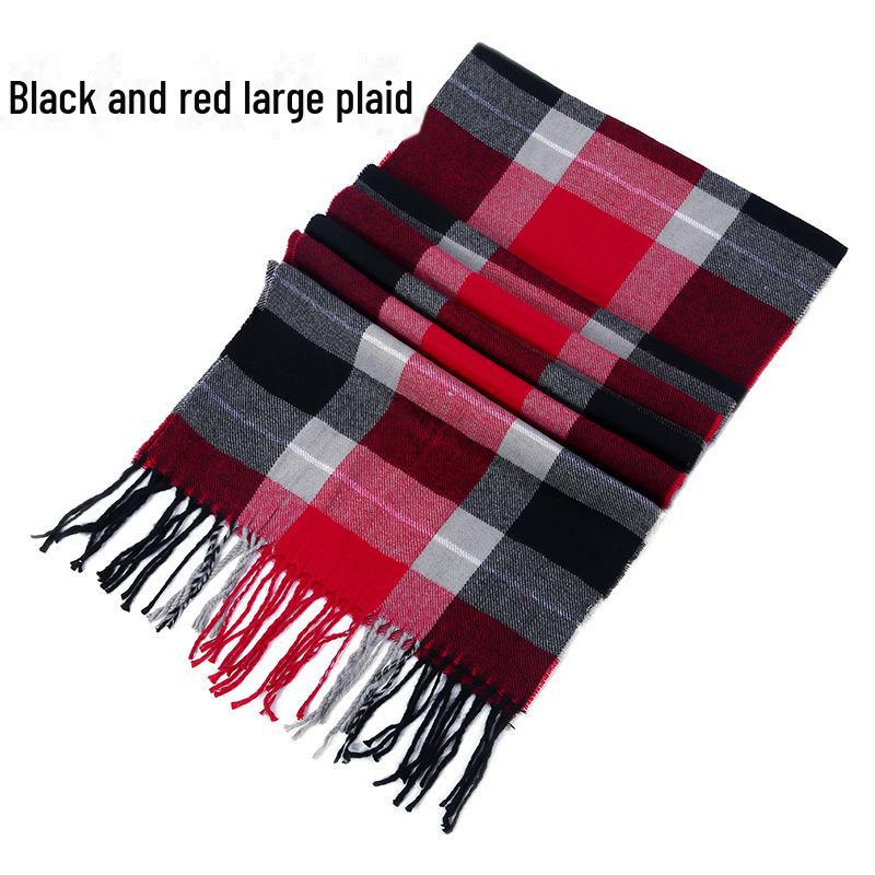 Winter Men's and Women's Thick Plaid Imitation Cashmere Scarf