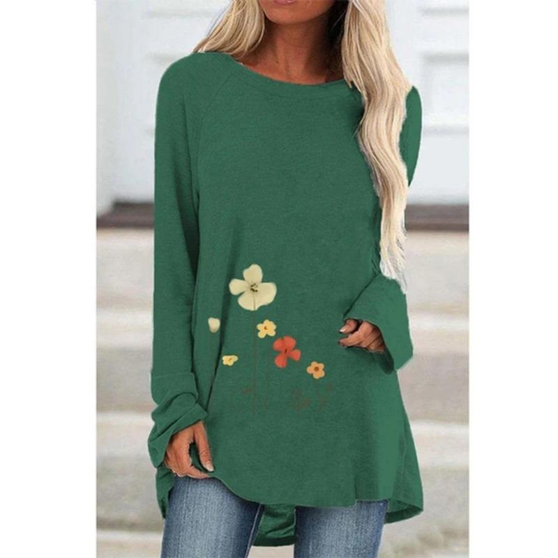 T-shirt da donna a maniche lunghe con stampa, adatta per le stagioni primaverile, autunnale e invernale. Alla moda e versatile, lavabile in lavatrice.