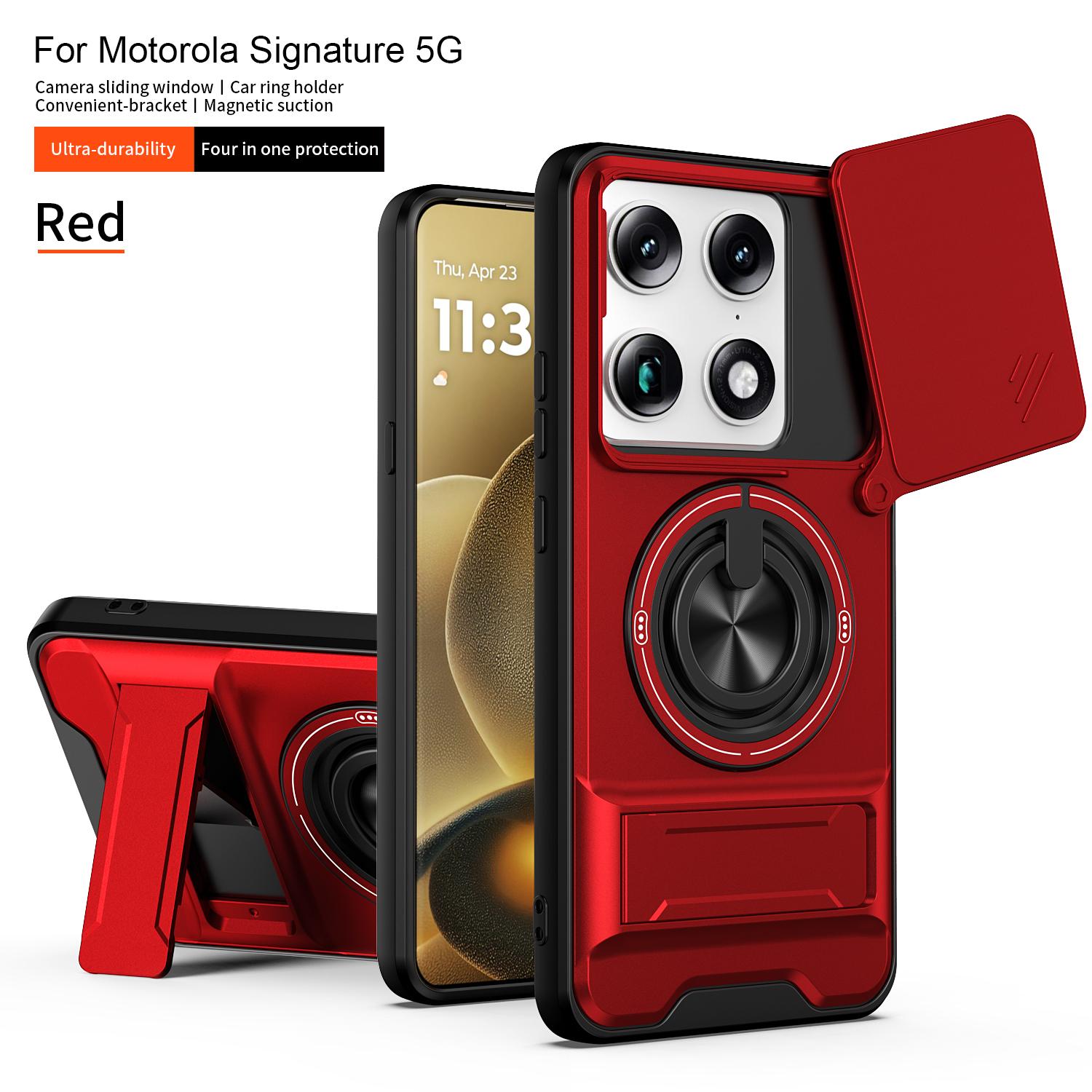 Für Motorola Signature Case Moto Signature 5G Hülle Magsafe Magnetischer Klapphalter Militärpanzer Kamera Schutzhülle Motorola Signature