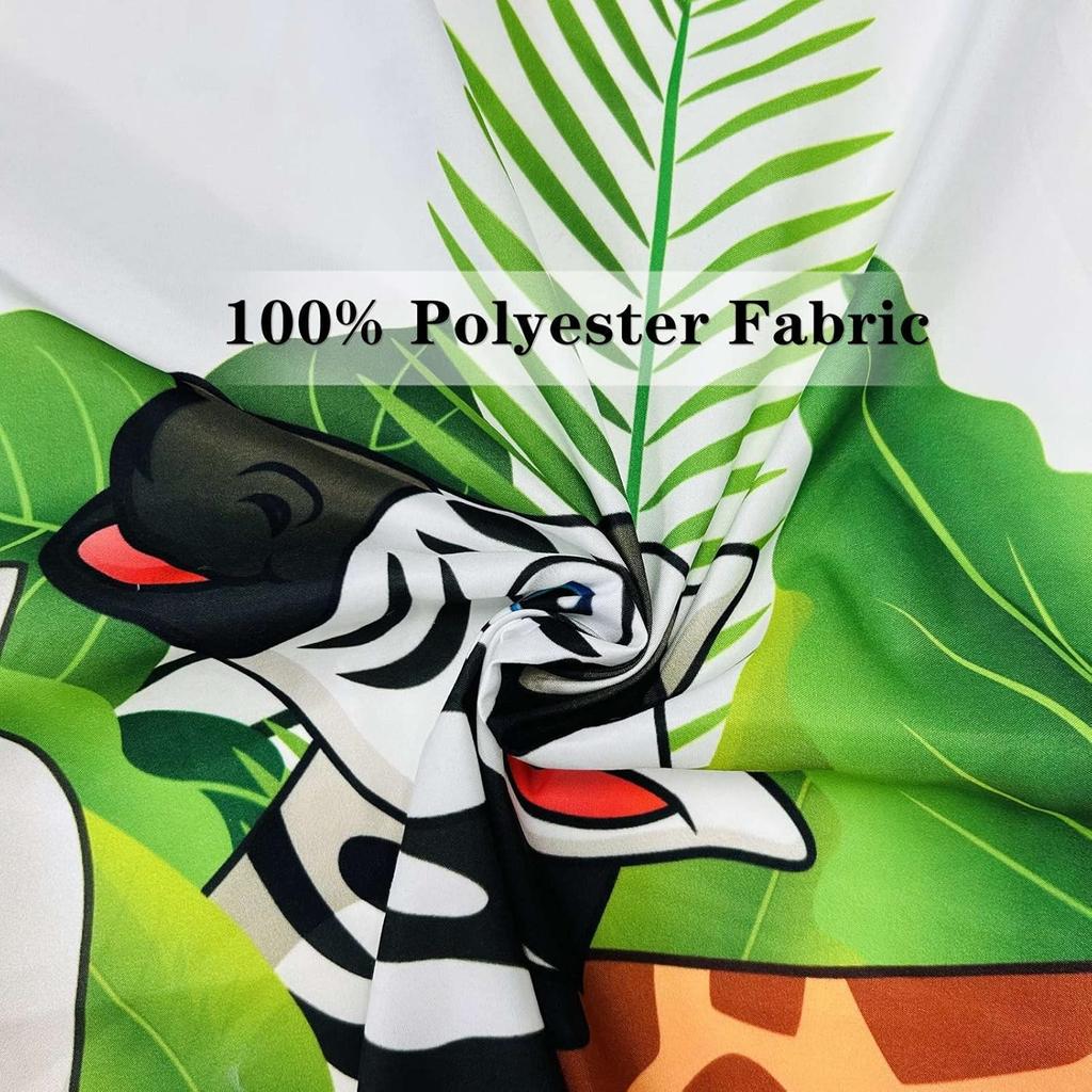 Animal Curtains Rod Pocket Kids Boys Girls Forest Giraffe Lion Elephant Monkey Zebra Rhinoceros Jungle Zoo Print Pattern Window