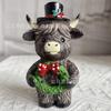 Resin Highland Cow Christmas Statue Tabletop Ornament Rustic Farmhouse Desk Decor Centerpiece For Animal Lovers Christmas