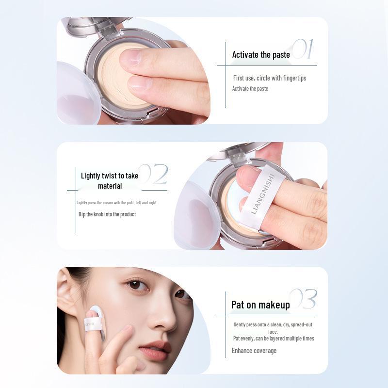 Liang Ni Shi Hydrating Concealing Foundation Cream: Moisturizing, Oil-Control, Natural Look, Clear Finish.