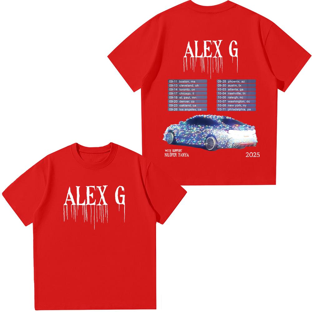 Alex G Umělecké turné 2025 Trička Barevná Módní Grafický Potisk Trička Léto Dámské Ležérní Topy Unisex Vintage Bavlněná Trička Y2K