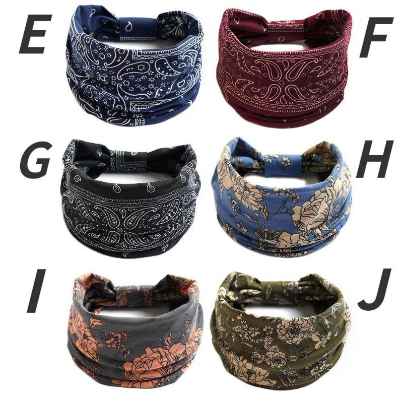 Summer Bohemian Bandanas Elastic Hair Bands Yoga Exercise Cotton Headband Women Headwear Print Vintage Cross Unisex Scrunchies