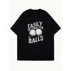 Oversized T Shirt Black Easily Distracted By Balls Golf Ball Print Casual Wear For Women Summer Outfits Funny Graphic Tee Loose Fit Top