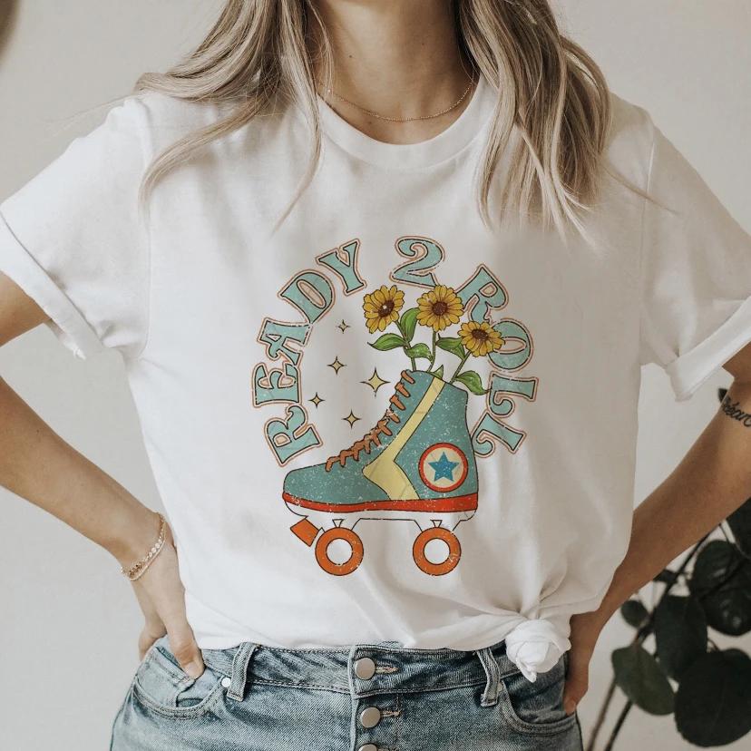 Retro Car Print Shirt 90s Cute Tees Ladies Women Short Sleeve Summer Clothes Tops Female Fashion Cartoon Tshirts Graphic TShirt