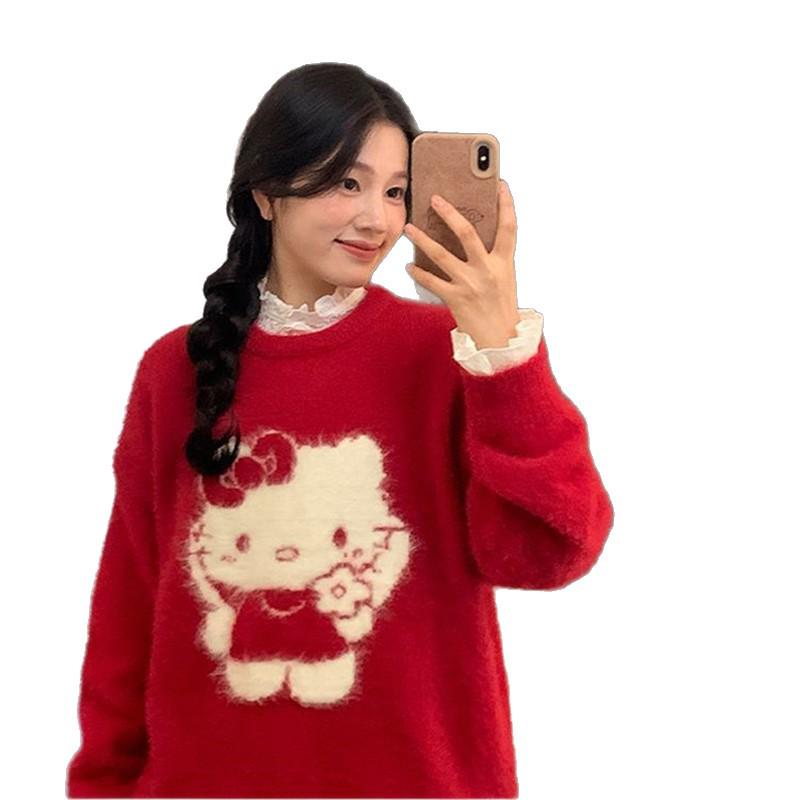 Korean Style Cute Round Neck Loose Pullover Sweater for Autumn/Winter 2025